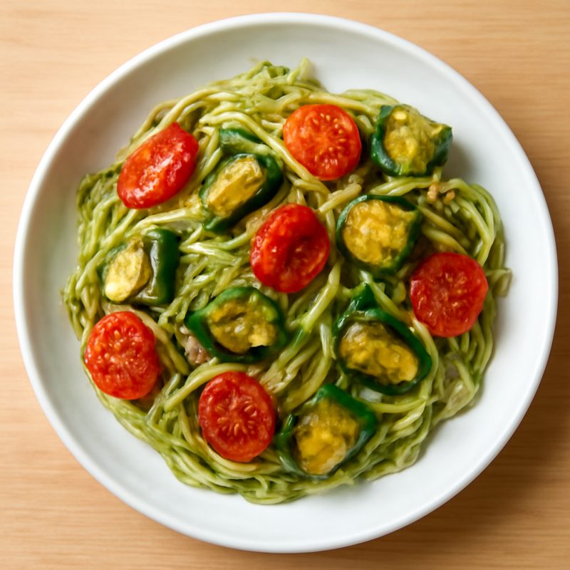 Pesto Pasta with Charred Veggies