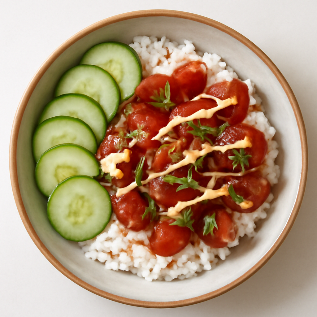 Spicy Ahi Tuna Poke Bowl with Fresh Cucumbers
